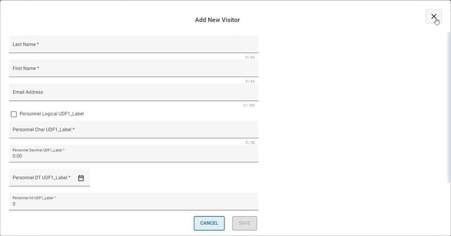 A screenshot of the Add New Visitor form with fields for name and email address.